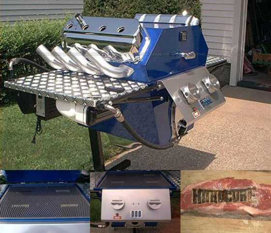 Promotional V8 BBQ that brands the food it cooks