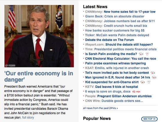 Financial crisis, economic crisis, media, cnn