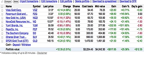 Google Finance Portfolio