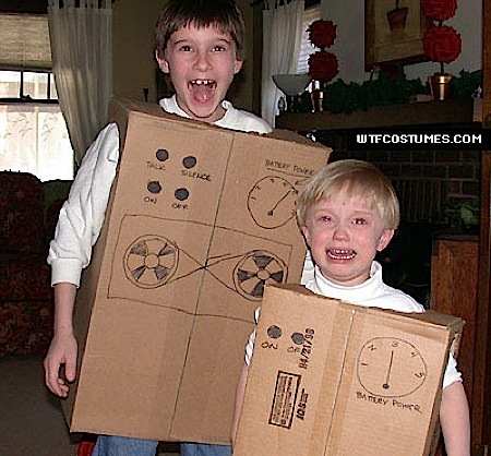 cardboard robots, kid costumes