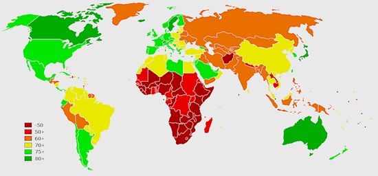 life expectancy world map
