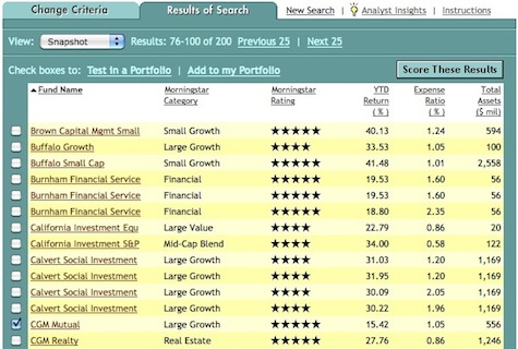 morningstar screener mutual