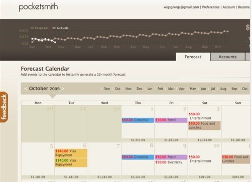 PocketSmith Calendar