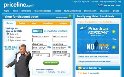 Priceline Home Page