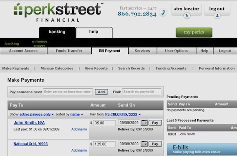 PerkStreet Financial Pay Your Bills Online