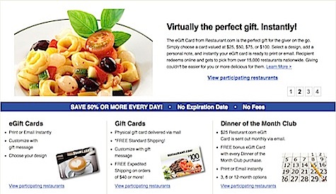 Restaurant.com gift certificates