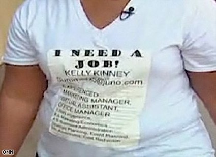 job search, resume on t-shirt