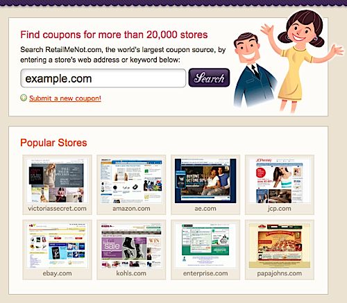 retail coupon sites, online shopping