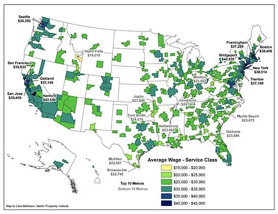 service job wages