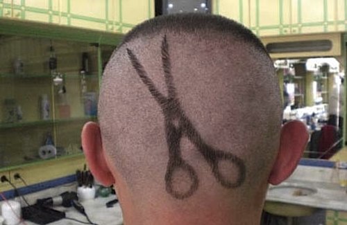 funny haircut (scissors haircut)