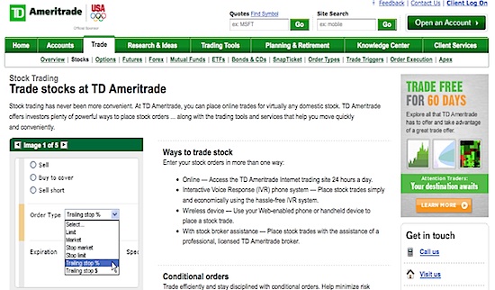 america stock td trade