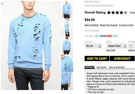 urban outfitters destroyed sweatshirt