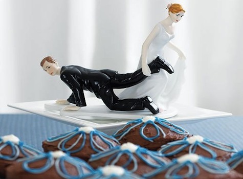 wedding cake topper bride angry